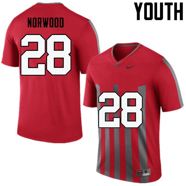 Ohio State Buckeyes #28 Joshua Norwood Youth Stitched Jersey Throwback OSU93581